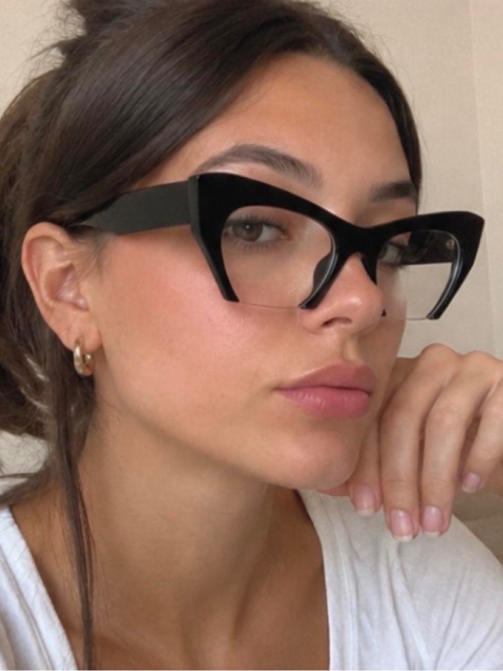 Women’s Black Cat Eye Fashion Eyeglasses Clear Lens Retro Chic